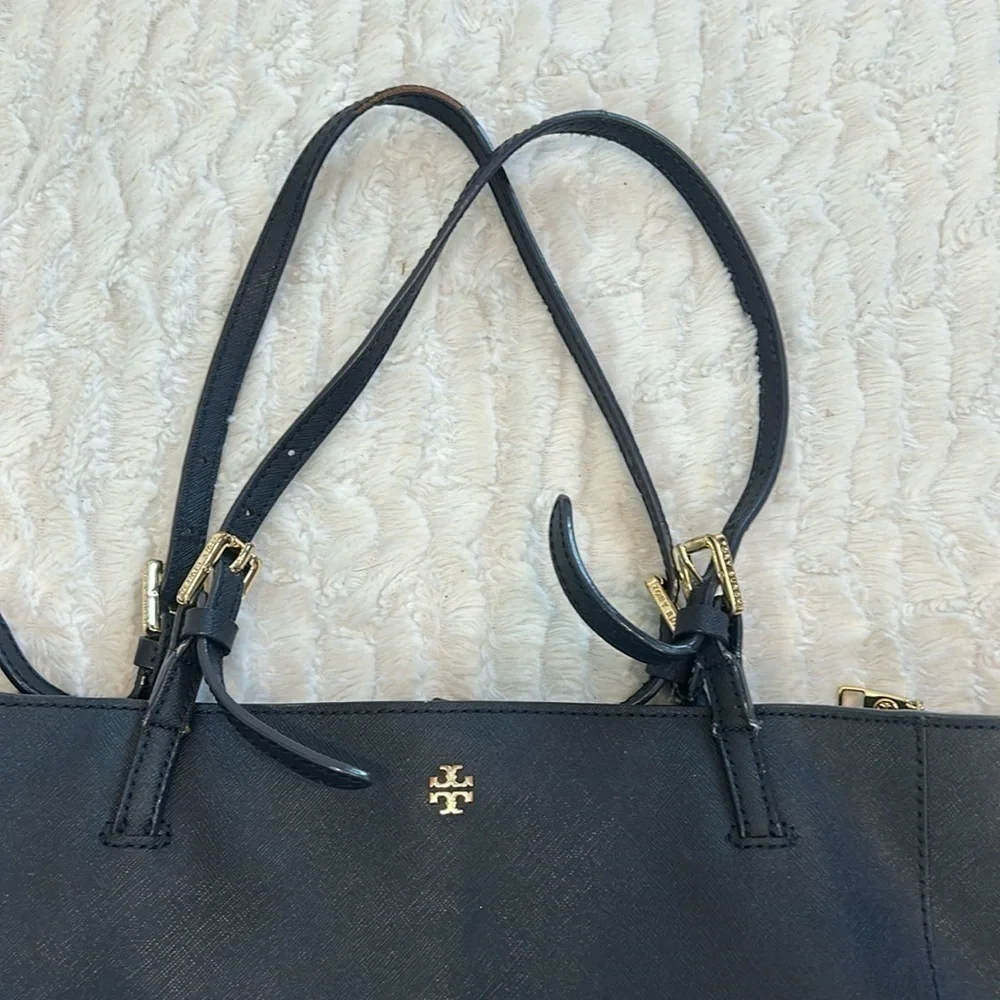 Tory Burch Dark Navy Leather York Buckle Tote Shoulder Bag